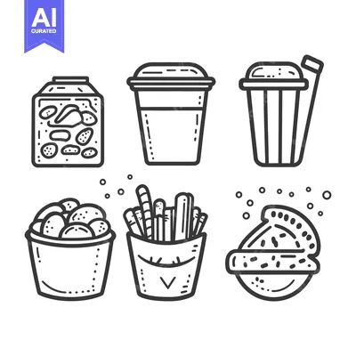 Aset premium populer: A collection of various fast food and drink illustrations