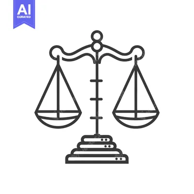 Premium design asset: An illustrative line art depiction of a balancing scale