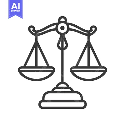 A Black And White Line Drawing Depicting Balanced Scales