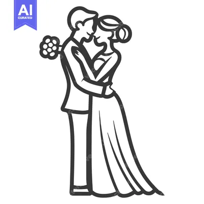 Aset desain premium: A stylized black and white illustration depicts a hugging embracing co