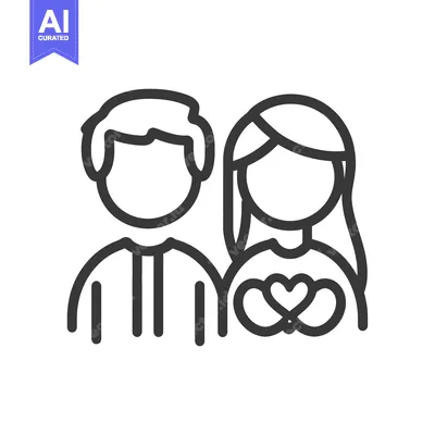 Aset premium populer: A loving couple icon depicting a pair of persons together