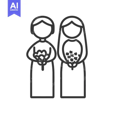 Popular premium asset: Two people stand together holding flower bouquets in illustration styl