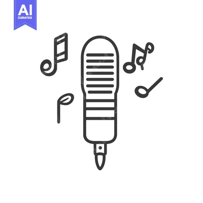 Premium design asset: An illustration of a microphone with musical notes around it