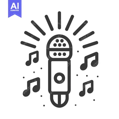 Premium design asset: A microphone with music notes radiating creative audio energy
