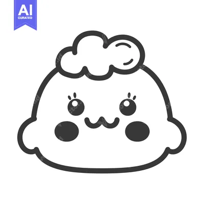 Aset desain premium: A Cute Cloud Character with Smiling Face and Big Eyes