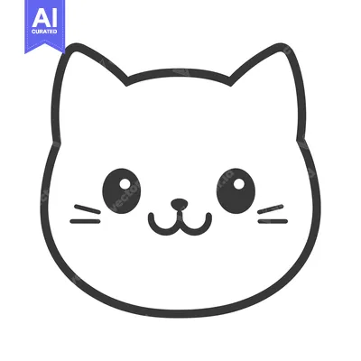 Premium design asset: A simplistic drawing of a smiling happy domestic cat face