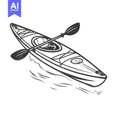 Aset desain premium: A kayak with a paddle moving across the water surface