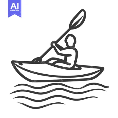 Aset desain premium: A person is paddling a kayak on a body of water