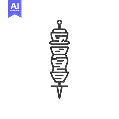Aset premium populer: Minimalist Doner Kebab Skewer Icon: Simple Line Art Illustration