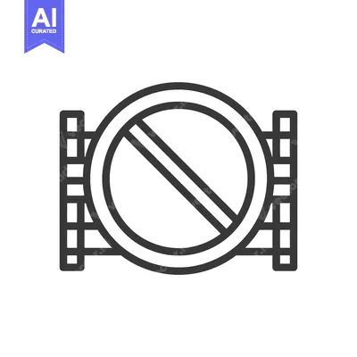 Aset desain premium: Prohibited Access Icon: Circular Symbol with Fence, Dark Gray Outline