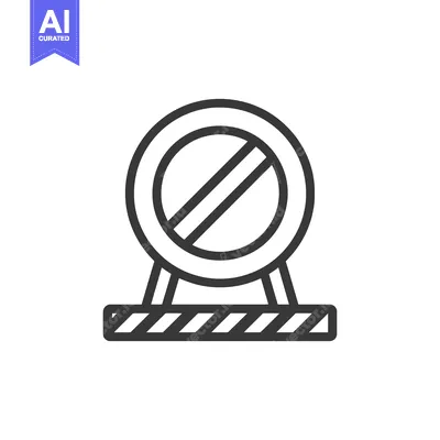 Premium design asset: Minimalist Black and White Roadblock Icon with Striped Base