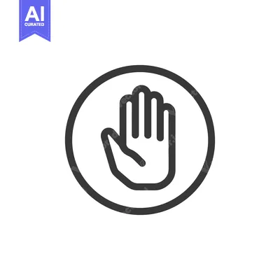 Aset premium populer: Bold Stop Hand Icon: Simple, Circular, Black and White Design