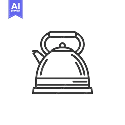 Aset premium populer: Minimalist Kettle Icon: Clean Line Art for Kitchenware Design