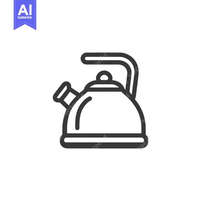 Aset desain premium: Minimalist Kettle Icon: Bold Outline on White Background