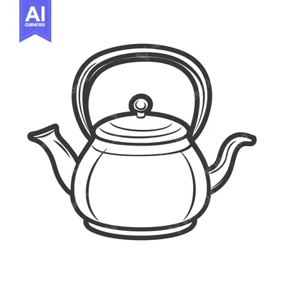 Aset desain premium: An illustration depicting a classic kettle ready to make hot drinks