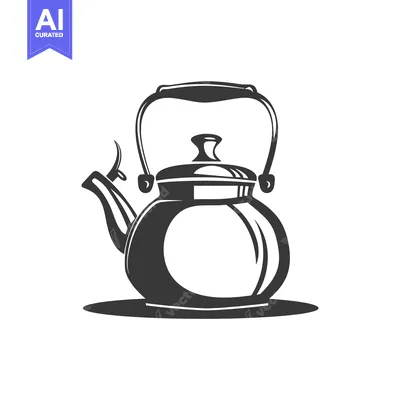 Aset premium populer: A simple illustration of a metal tea kettle on a surface