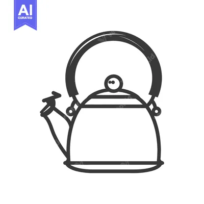 Premium design asset: A simple black and white illustration of a tea kettle