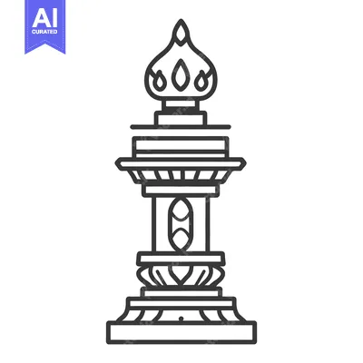 Aset premium populer: A detailed black and white illustration of a layered pillar structure