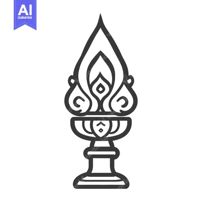 Aset premium populer: A stylized black and white image of a traditional lamp