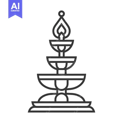 Aset desain premium: A stylized black and white illustration of a traditional oil lamp