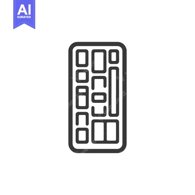 Aset desain premium: Minimalist Keyboard Icon: Rectangular Keys and Rounded Edges, Simple D