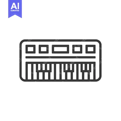 Minimalist Keyboard Icon: Clean Line Art Musical Instrument Illustrati