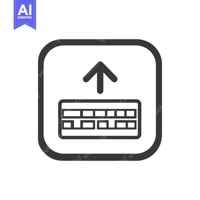 Aset desain premium: Upload Icon with Keyboard Symbol in Rounded Square Frame