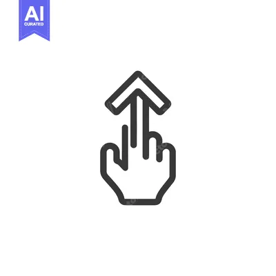 Aset premium populer: Two-Finger Swipe Up Gesture Icon, Minimalist Line Art Style