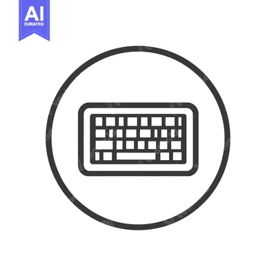 Aset desain premium: Keyboard Icon in Circle, Minimalist Design, Black and White, Technolog