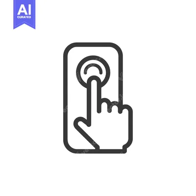 Aset desain premium: Finger Pressing Touchscreen Button: Simple Black and White Icon