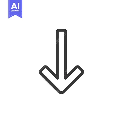 Aset desain premium: Downward Arrow Icon with Rough Edges on White Background