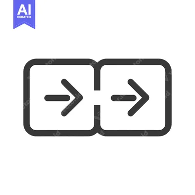 Aset desain premium: Merging Arrows: Two Squares with Right-Pointing Arrows Unite in Gray I