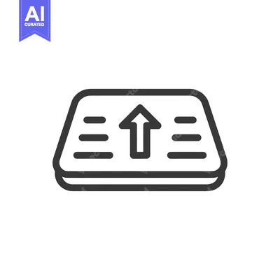 Premium design asset: Upload Icon: Simple Black Outline with Arrow and Lines