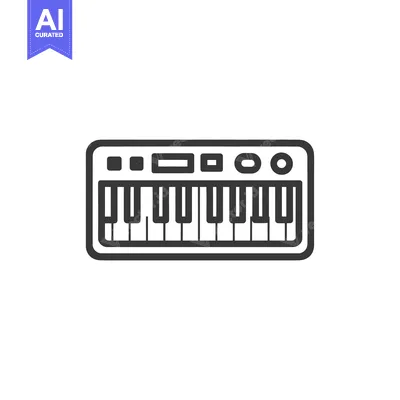 Aset premium populer: Minimalist Keyboard Icon: Black Outline on White Background, Music Ins