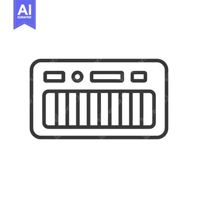 Aset desain premium: Minimalist Synthesizer Icon: Clean Line Art for Music Production