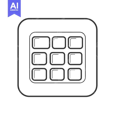 Aset premium populer: Minimalist App Grid Icon: Clean Line Art on White Background