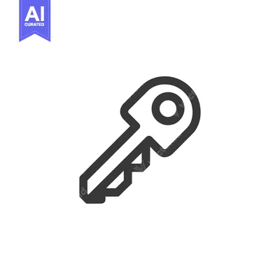 Premium design asset: Minimalist Key Icon: Bold Outline on White Background