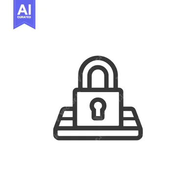 Aset desain premium: Minimalist Padlock Icon on Platform: Security and Protection Symbol