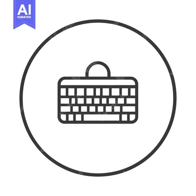 Aset desain premium: Keyboard Icon in Circle, Minimalist Design, Dark Gray Outline on White