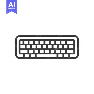 Aset premium populer: Minimalist Keyboard Icon: Clean Line Art on White Background