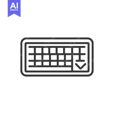 Aset desain premium: Minimalist Keyboard Icon with Download Symbol, Clean Design