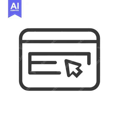 Premium design asset: Browser Window with Cursor Icon, Simple Line Art, Vector Illustration
