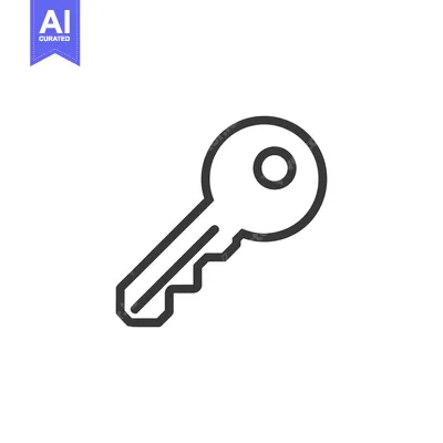 Aset desain premium: Minimalist Key Icon: Simple Outline Design on White Background