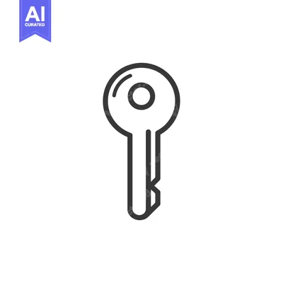Aset desain premium: Minimalist Key Icon: Simple Black Outline on White Background