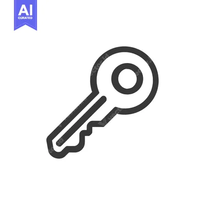 Aset desain premium: Simple Key Icon: Bold Outline on White Background, Security Symbol