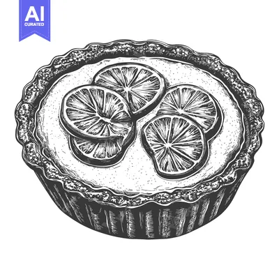 Aset desain premium: A Delicious Lemon Tart Pastry Dessert Illustration