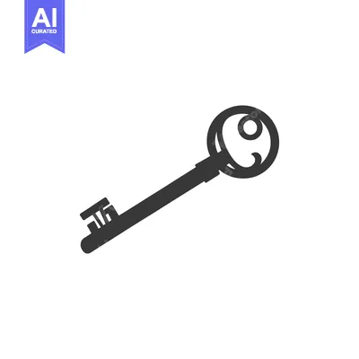 Aset premium populer: A single ornate key rendered in simple monochrome grayscale