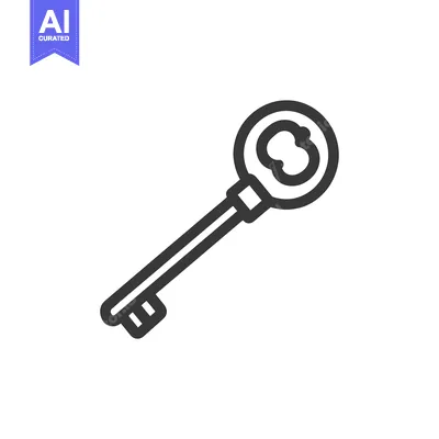 Aset premium populer: An illustration of a simple vintage metal key symbol