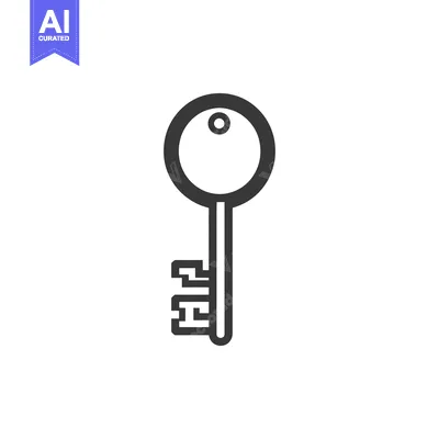 Aset desain premium: A simple monochrome illustration of a classic skeleton key