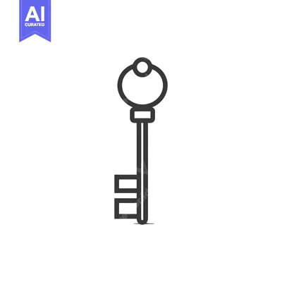 Aset desain premium: A simple black and white vector illustration of a vintage key